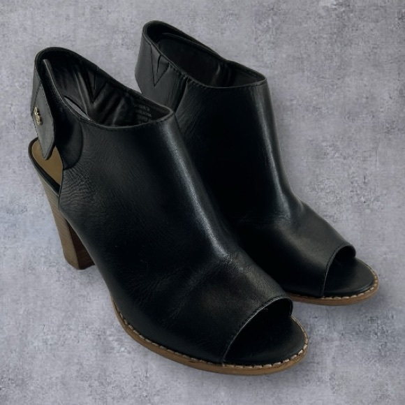 Cole Haan Shoes - Cole Haan Wrey Black Leather Booties Block Heel Peep Toe Women’s Sz: 9B
